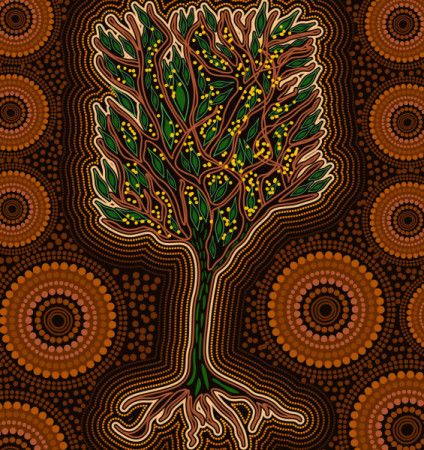 Aboriginal vector painting with tree