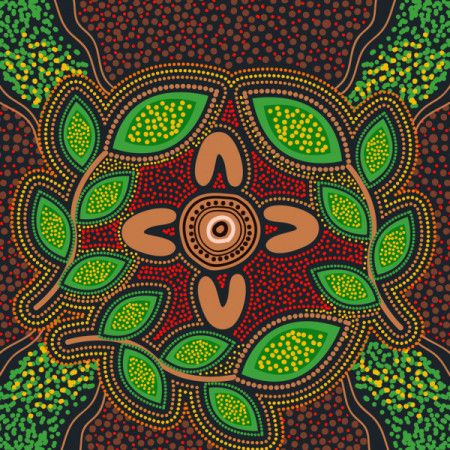 Aboriginal leaves dot background