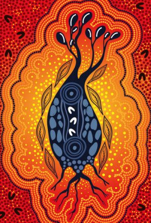 Boab tree with roots aboriginal painting