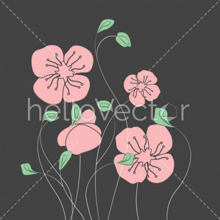 Poppy flowers, Floral background with poppies - Vector Illustration 