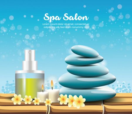 Spa blue background with turquoise spa stone