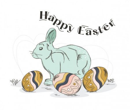 Easter rabbit with eggs. Happy easter illustration