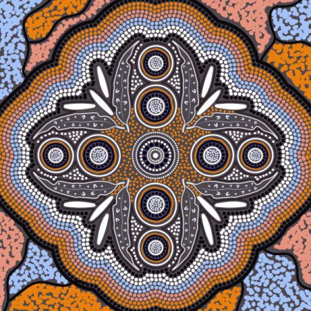 Aboriginal gum leaves vector artwork