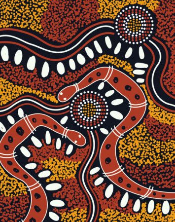 Aboriginal dot art snake artwork