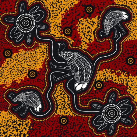 Emu aboriginal dot art background