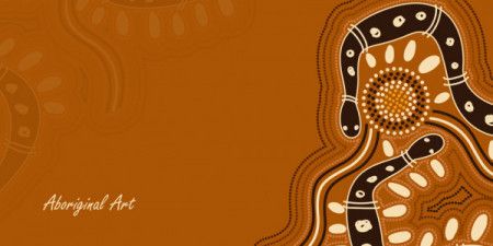 Banner background with aboriginal snake art