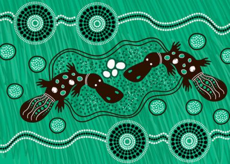 Platypus with eggs aboriginal art