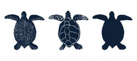 Hand drawn silhouette of sea turtle