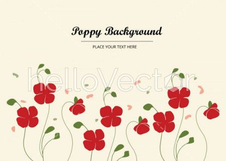 Red Poppy Flowers, Banner Background With Poppies - Vector Illustration