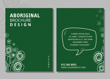 Green brochure template with aboriginal design