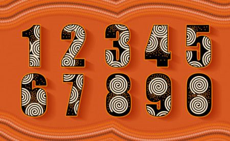 Numbers in aboriginal art style