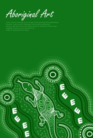 Green lizard aboriginal art poster design