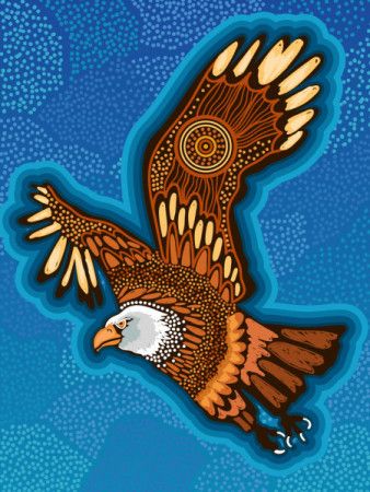 Flying eagle aboriginal style of artwork