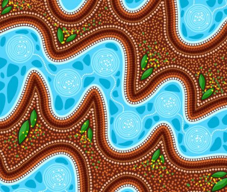 Aboriginal dot art river background
