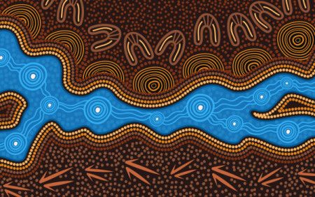 Aboriginal vector river art background