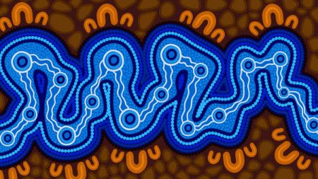 River art, aboriginal vector background