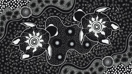 Black and white aboriginal turtle painting