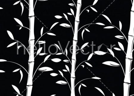 Seamless bamboo pattern background. Black and white decorative bamboo branches wallpaper - Vector