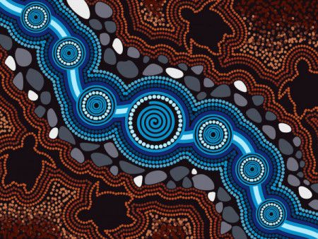River and turtle - Aboriginal dot art