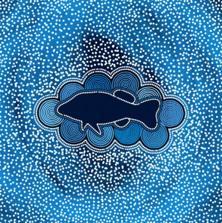 Fish in the river - Aboriginal dot art