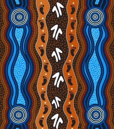 River and land aboriginal art background