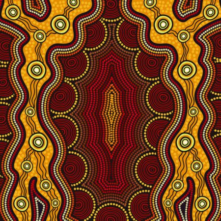 Yellow and brown - aboriginal do art painting