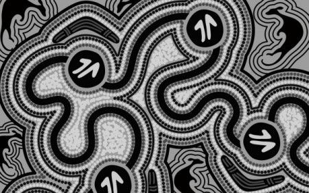 Aboriginal black and white kangaroo background