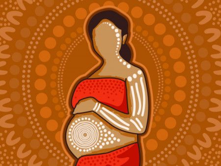 Pregnant woman aboriginal painting - Vector