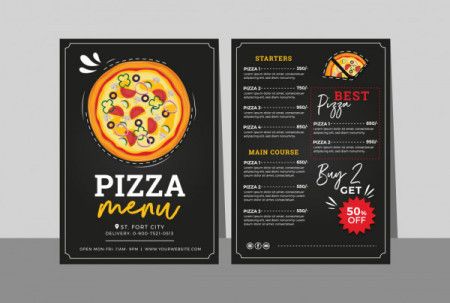 Pizza menu card design