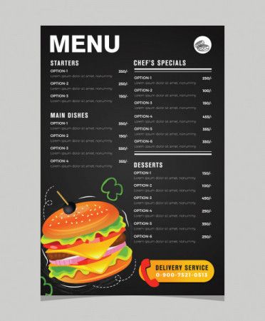 Food menu card design