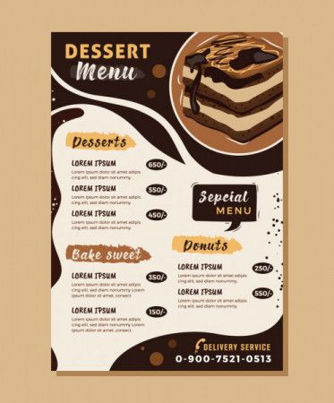 Dessert menu card design