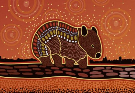 Animal aboriginal art wombat