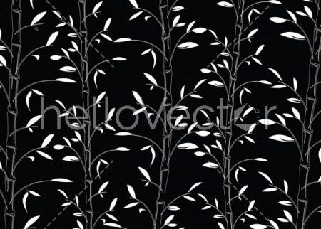 Seamless bamboo pattern background vector. Black and white decorative bamboo branches wallpaper
