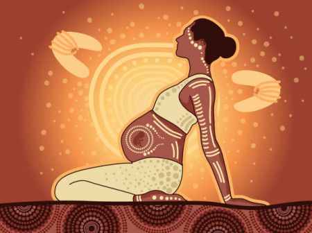 Yoga and pregnancy - aboriginal dot art