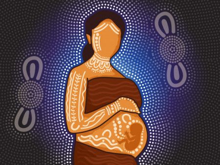 Aboriginal pregnant woman dot artwork