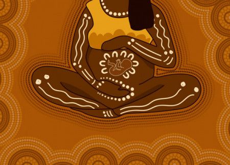 Aboriginal vector painting with pregnant women