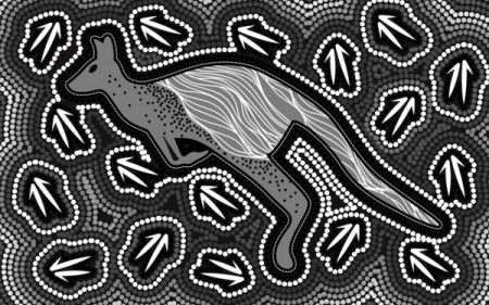 Black and white aboriginal kangaroo art