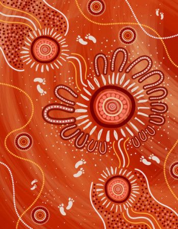 Orange aboriginal artwork - Vector