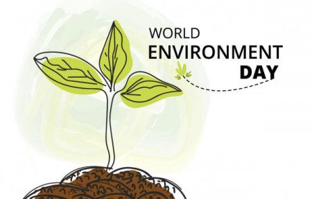 Environment day banner with plant