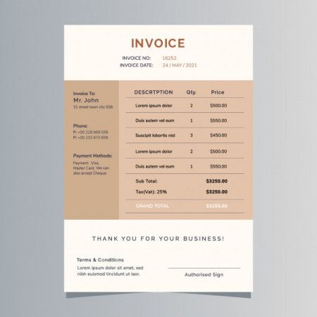Simple payment invoice template vector design