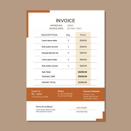 Professional payment invoice design