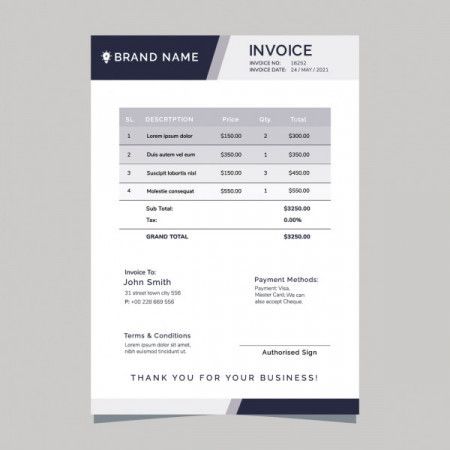 Business invoice template vector design