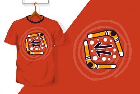 T-shirt design with boomerang artwork