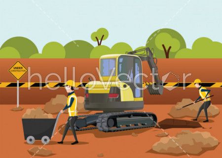 Road Construction Vector - The process of building a new road.