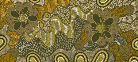 Green aboriginal contemporary style of artwork