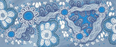 Blue aboriginal contemporary style of artwork