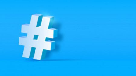 3d white hashtag icon