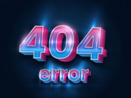 3D illustration of 404 error page with neon colour and extra glowing effect
