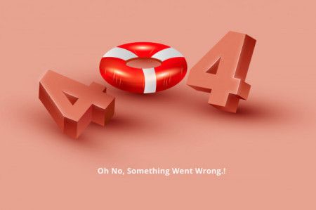 3d 404 error page with safety tube and isometric effect