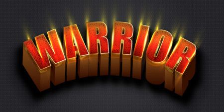 "Warrior" 3d text with shiny golden modern style